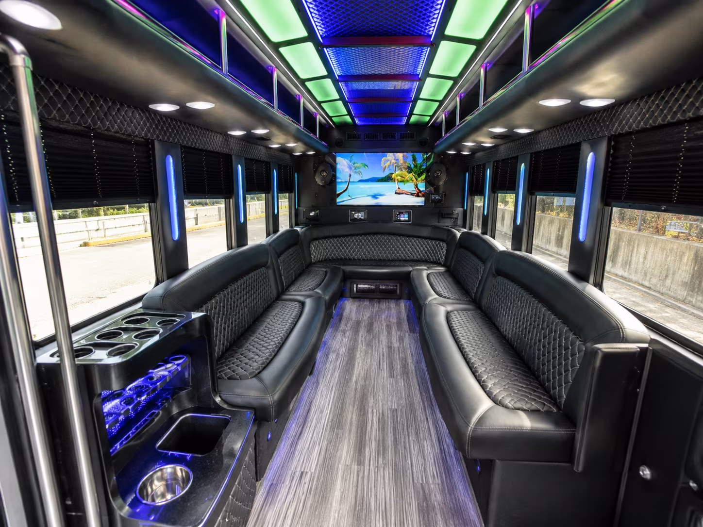 east brunswick 18 passenger party bus inside