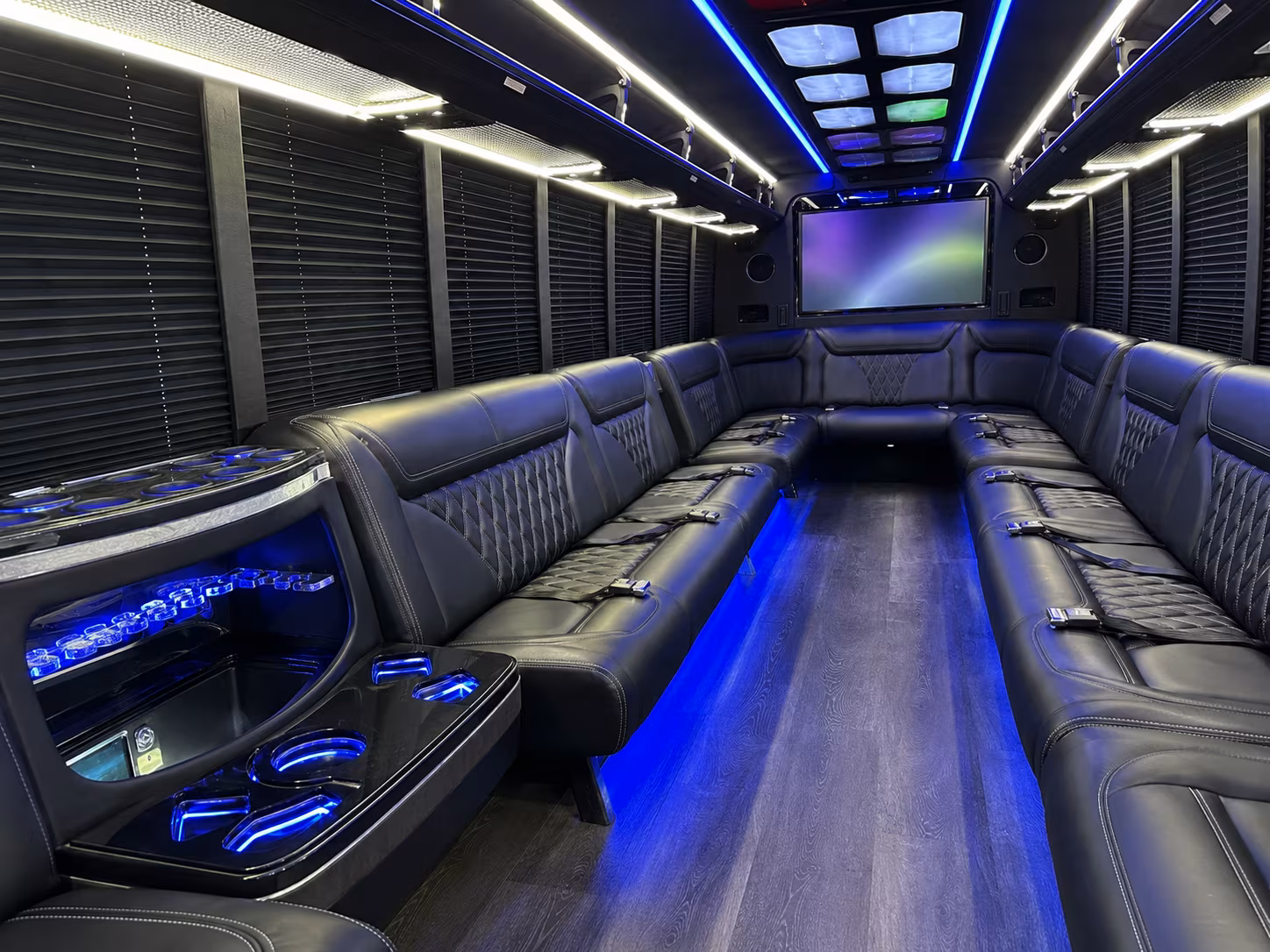 east brunswick 20 passenger party bus inside
