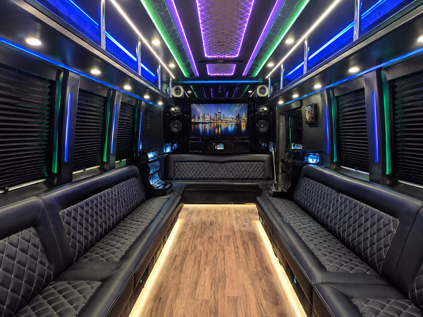 east brunswick 25 passenger party bus interior