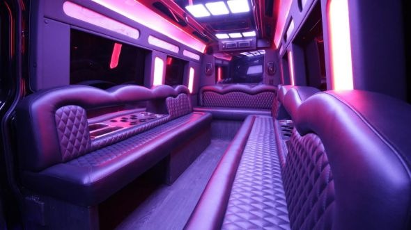 Interior of Charter Bus Company Perth Amboy's Sprinter Limo in Perth Amboy